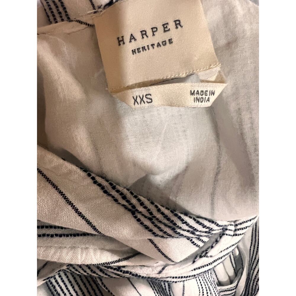 Harper Heritage XXS Blue White Striped Wrap Maxi Dress Belt Pockets - Picture 7 of 8